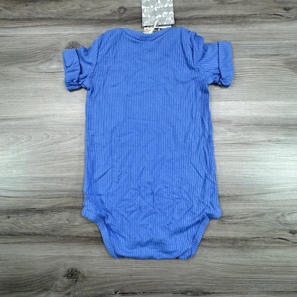 Kate Quinn Blue Ribbed Modal Short Sleeve Bodysuit 18-24M NWT
